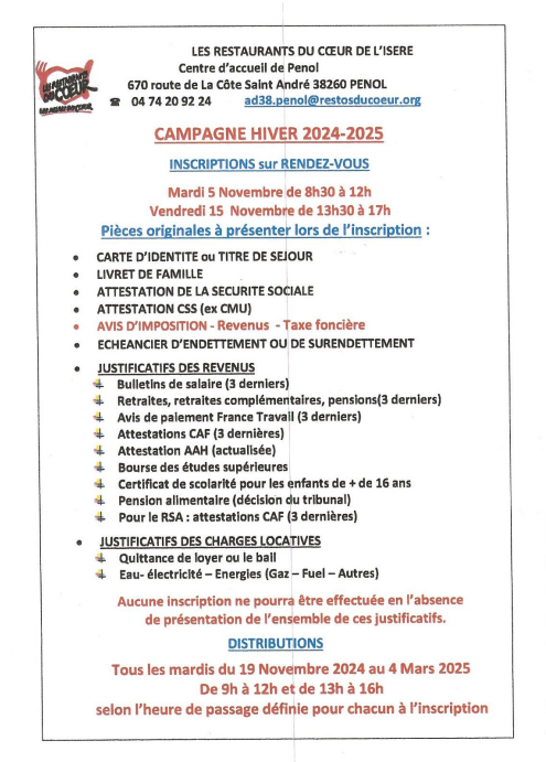 Flyer inscriptions hiver 2024 2025